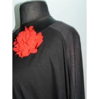 Tunika kimono z błyszczącym lampasem na rękawach - czarna